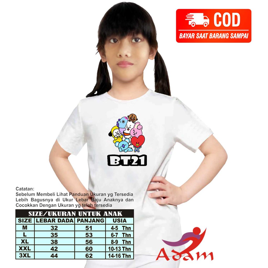 Adm 001 Baju Kaos Anak Perempuan BT21 / T-Shirt Distro / Kaos bt21 CHIMMY BTS  Kaos Wanita