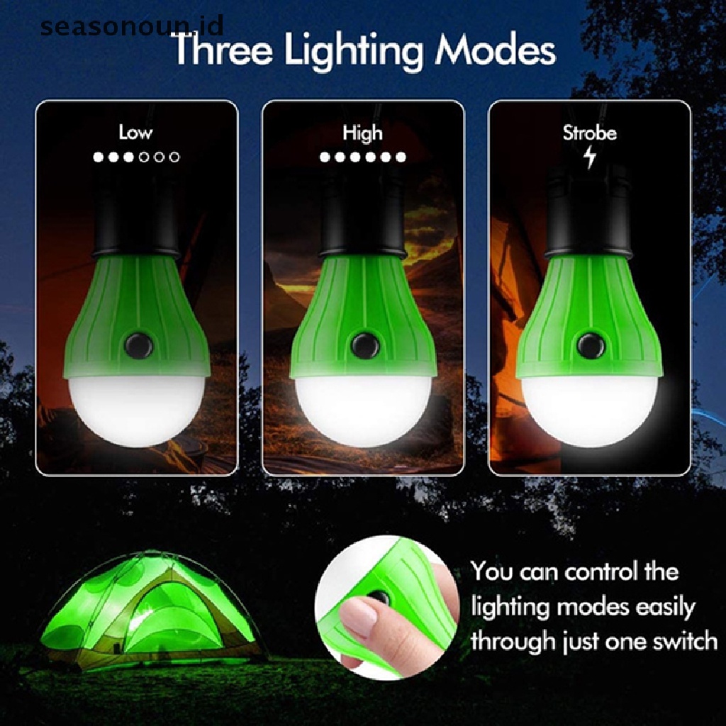 (seasonoun) Lampu Gantung 3-LED Portable Untuk Tenda Camping / Outdoor