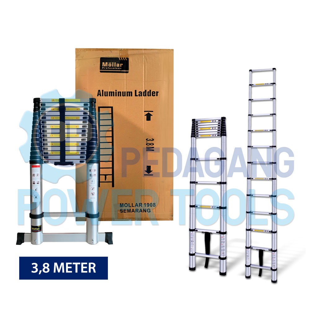 TANGGA TELESKOPIK 3.8 METER LIPAT ALUMINIUM SINGLE TELESCOPIC LADDER