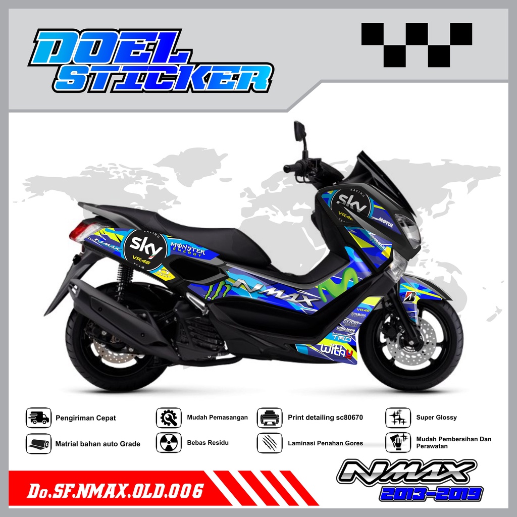 STICKER STRIPING NMAX OLD - STICKER STRIPING LIST VARIASI HOLOGRAM , CROME YAMAHA NMAX OLD DOEL 006