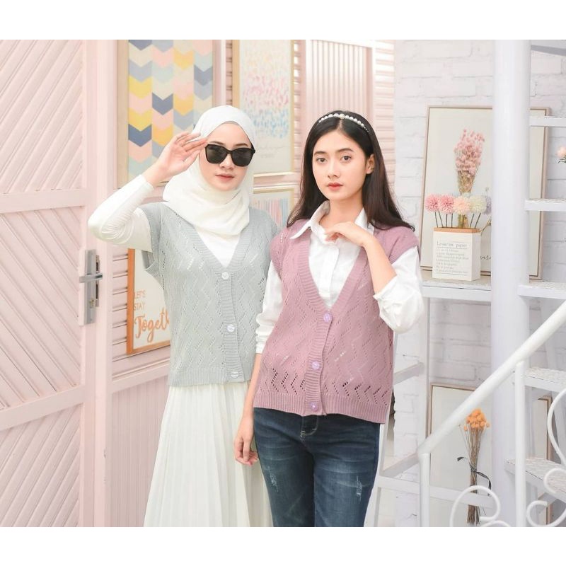 ziggy vest button/rompi motif ziggy/ziggy rompi tanpa lengan wanita/outer rompi vest
