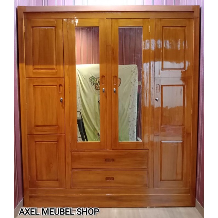 Lemari jati pintu 4 minimalis (knockdown)