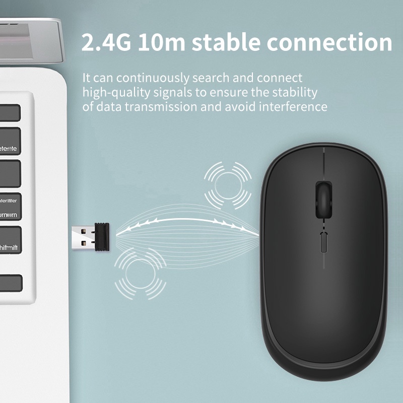 Wireless Mute Mouse Slim Tipis Optical Bisukan Mouse Minimalism Warna Macaron dengna desain 2.4G untuk PC Laptop