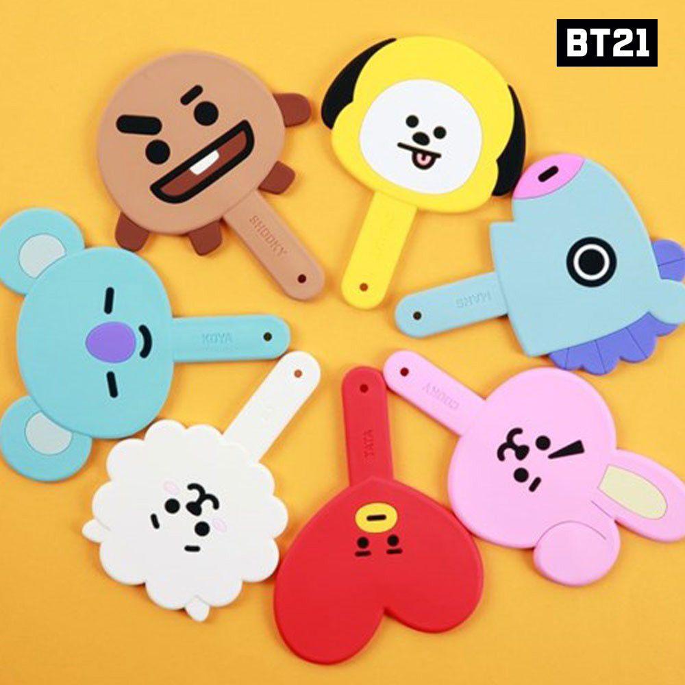 Lily BT21 Hand Mirror Silica Gel Handle Hadiah Siswa Desain Portabel Aksesoris Kosmetik