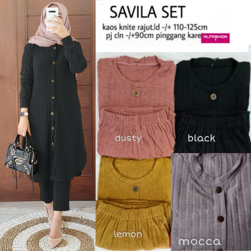 SETELAN CELANA FAB KAOS RAJUT SAVILA SET BY AL FASHION