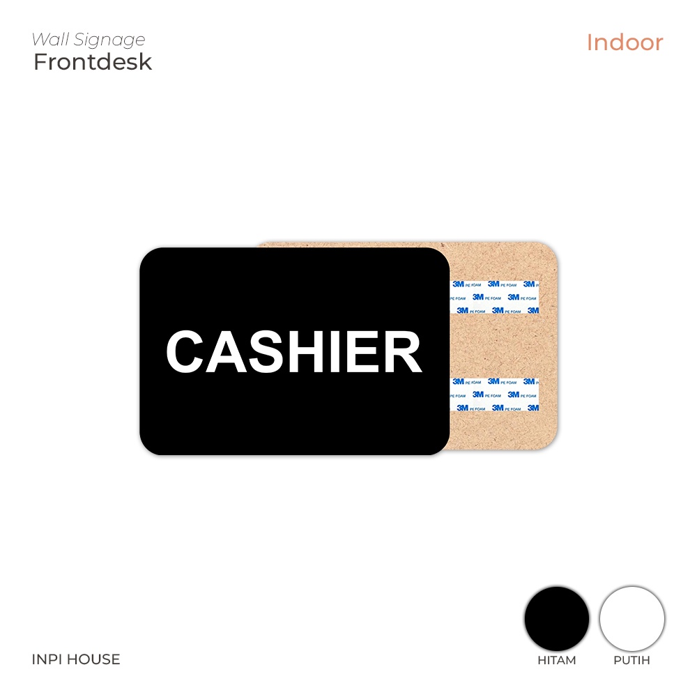 Papan Cashier Persegi - Hitam Putih