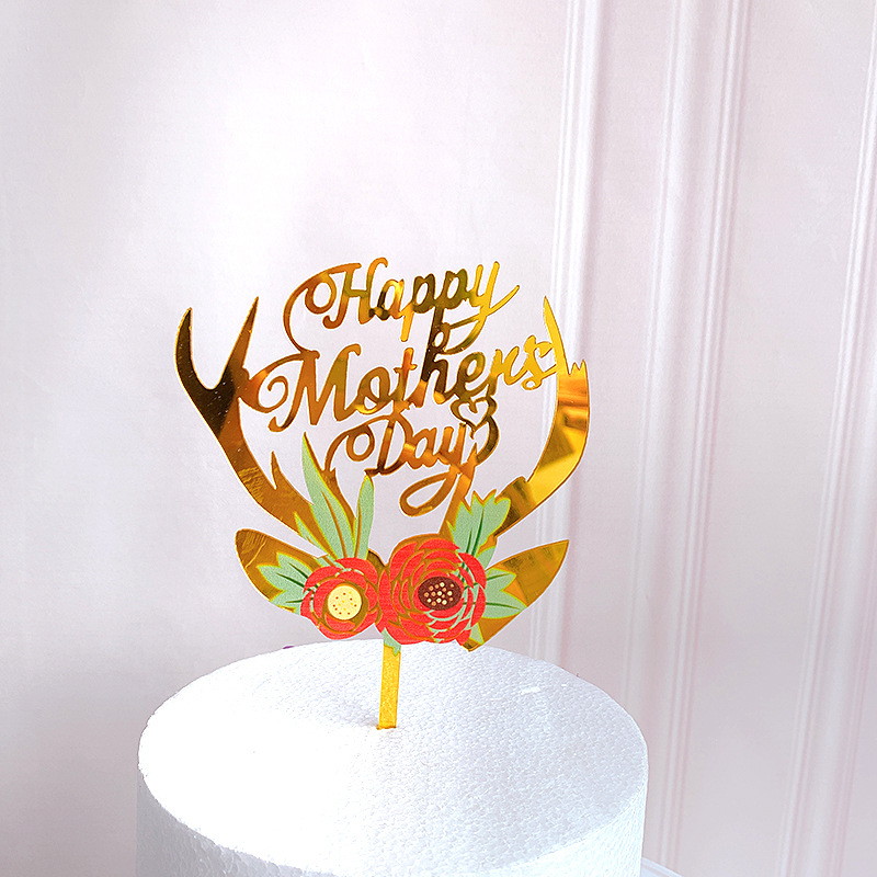 Topper Kue Desain Bunga Happy Birthday Bahan Akrilik Untuk Dekorasi