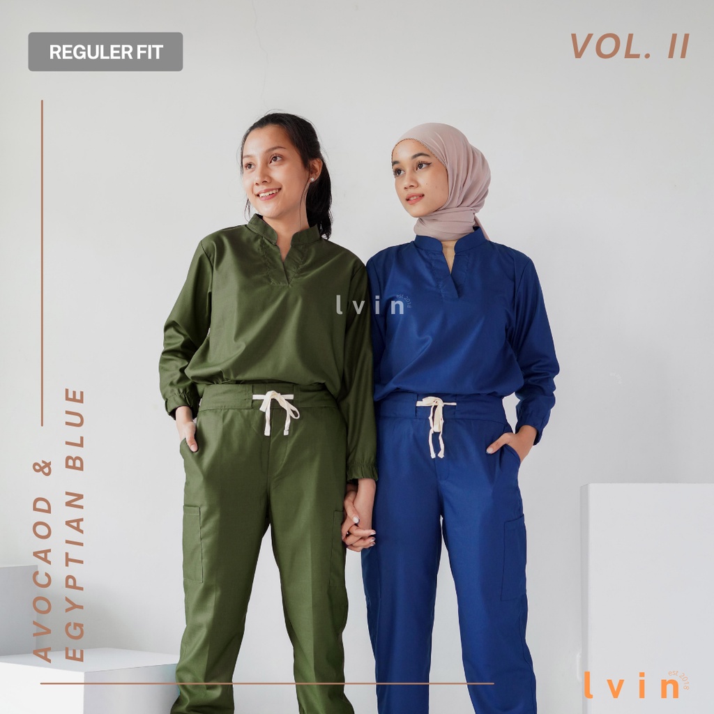 [Lvin ] Vol II -  Baju OKA Mandarin Collar Celana Reguler fit Lengan Panjang / Baju Jaga /Set Baju Celana Jaga Oka / Dokter Lengan Panjang / Baju OK 2