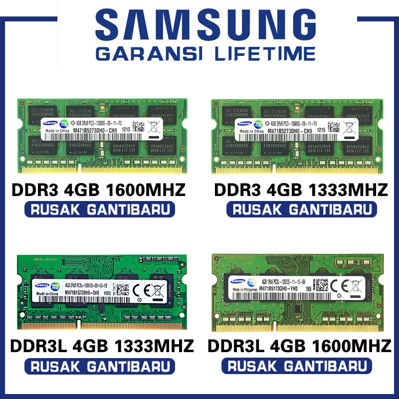 Memory ram laptop samsung SODIMM DDR3 DDR3L 2GB 4GB 8GB 1600MHZ PC12800 1333MHZ PC10600