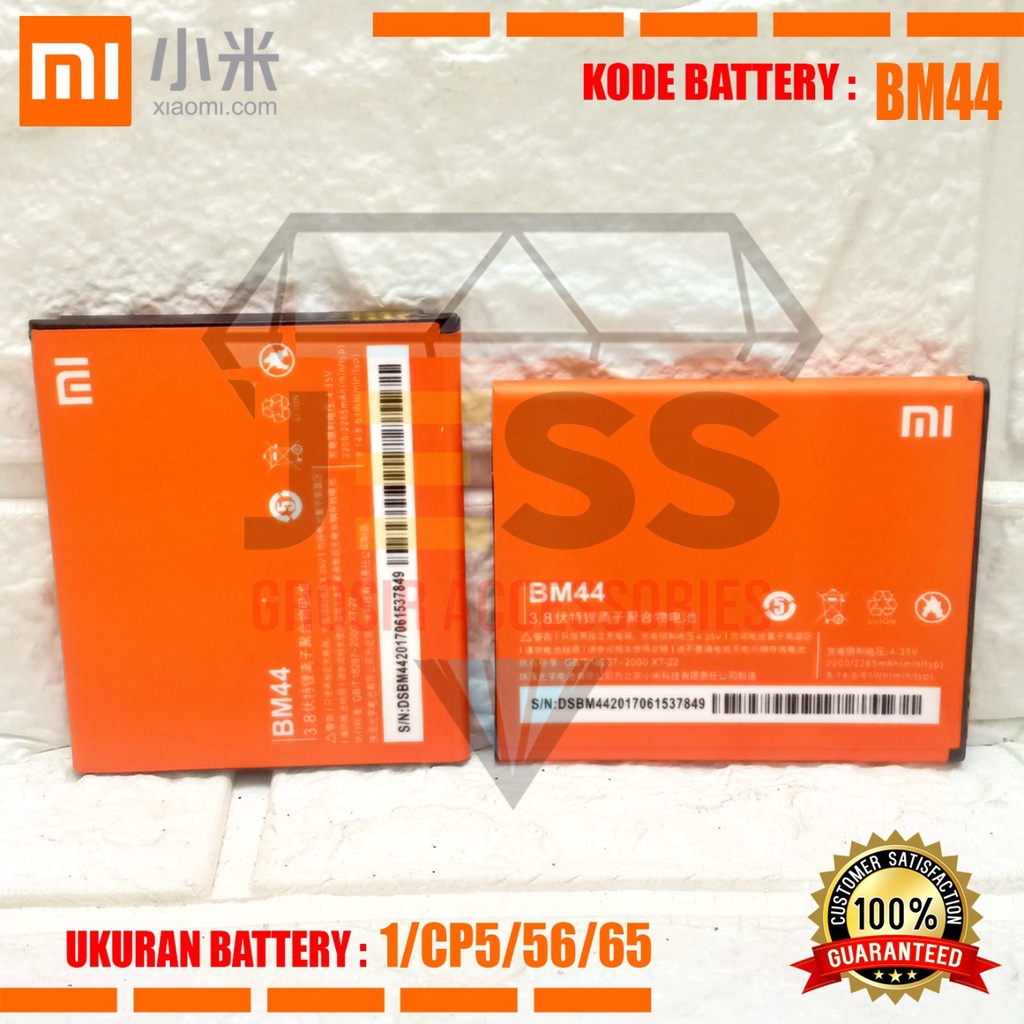Baterai Battery Original Xiaomi BM40 BM41 BM44 For Tipe HP Xiao mi Redmi 1 , Redmi 1s , Redmi 2 , Redmi 2s , Redmi 2a , Redmi 2 Prime