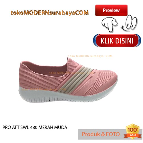 PRO ATT SWL 480 MERAH MUDA Sepatu Wanita Sepatu Slip On Karet