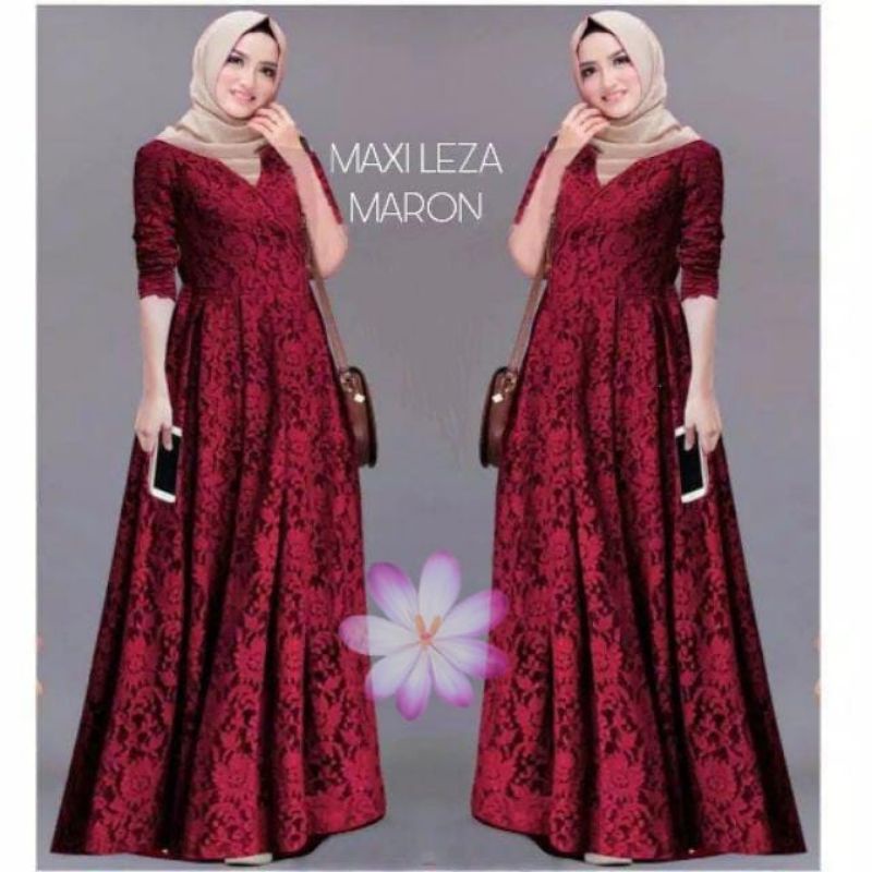 MAXI LEZA /GAMIS FULL BRUKAT /GAMIS LEBARAN /GAMIS UNDANGAN /GAMIS KONDANGAN