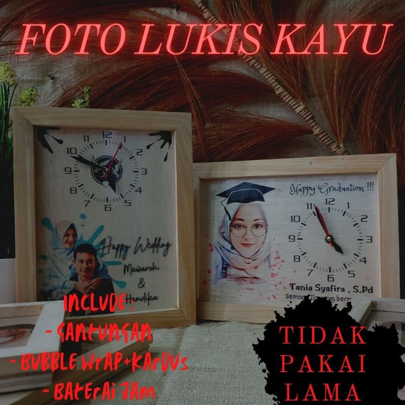 

[TIDAK PAKAI LAMA] Kado Custom Unik Wisuda Pernikahan Engagement Lukis Kayu