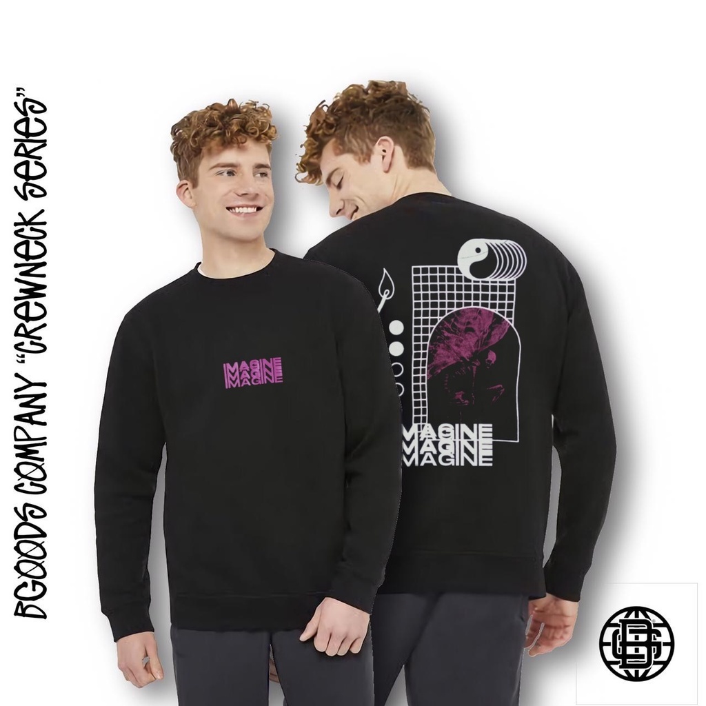 Jaket Sweater Crewneck BGOODS NEVER MIND  – Black Edition Fashion Trendy Casual Pria