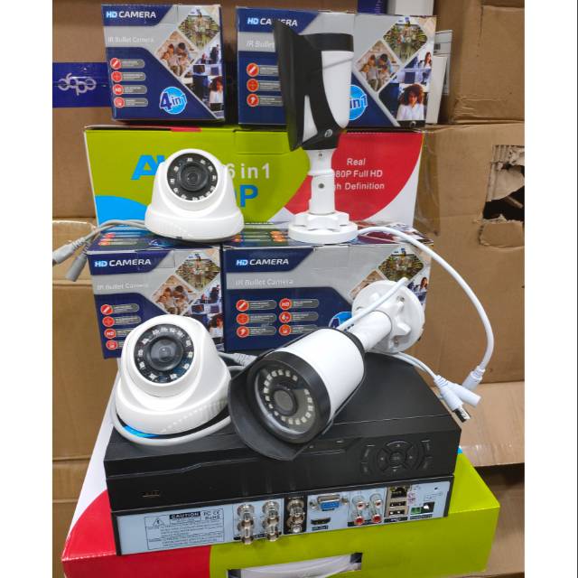 Paket cctv 4 ch 5mp full hd 1080p+ HDD 320gb lengkap tinggal pasang