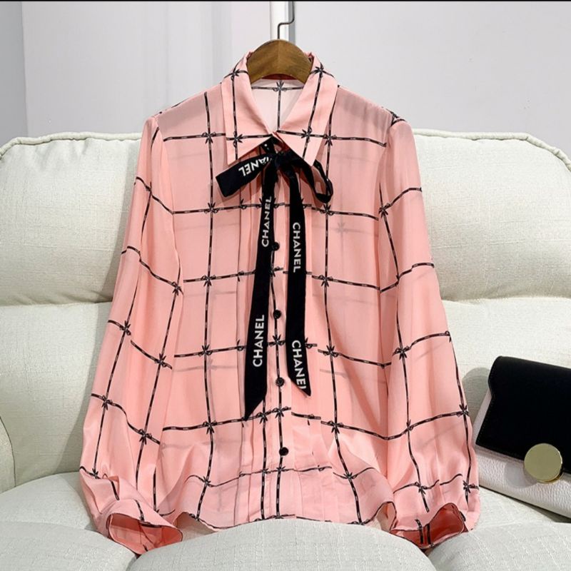8751 CH PINK TIENECK SHIRT / KEMEJA IMPORT / KEMEJA PINK / KEMEJA IMPORT WANITA / OLSHOP JAKARTA / K