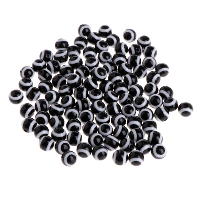 Siy 100pcs Manikmanik Mata Iblis Bulat 8mm Untuk Membuat Perhiasan Gelang Diy