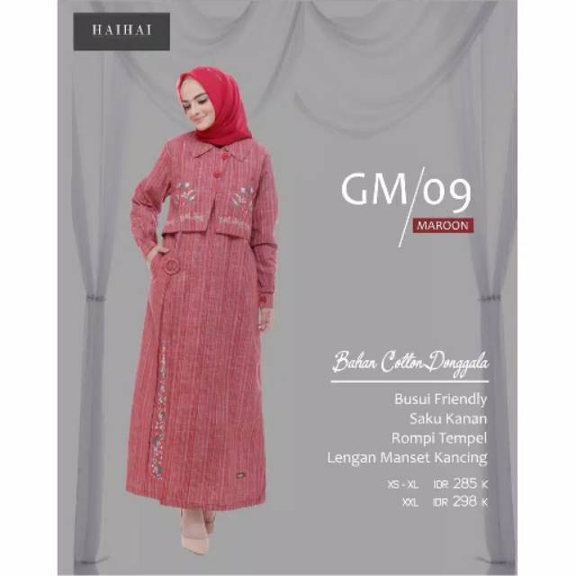 GM 09 Gamis Etnik Katun Donggala Haihai Haitwo Maroon Purple