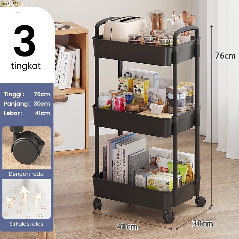 SHENAR HANA TROLLEY 3 LAYER Starlight Rak Roda Dapur Rak Susun Troli Serbaguna Rak Kamar Tidur Dapur Troli MYHOUSEHOLDD168