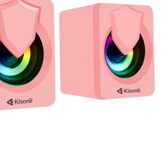 KISONLI Speaker Komputer/Laptop L-1030 LED RGB Light With Switch Volume Control - Pink