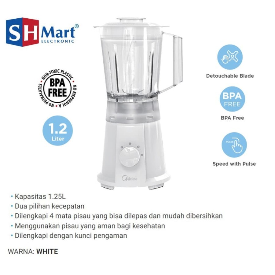BLENDER PLASTIK MIDEA 1,25 LITER BL-11972 BLENDER MURAH