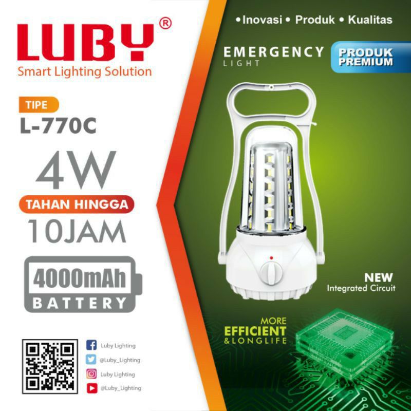 LUBY , EMERGENCI LIGHT, Lampu Emergenci , Lampu Darurat , Lampu Lentera Luby L- 770 Ck