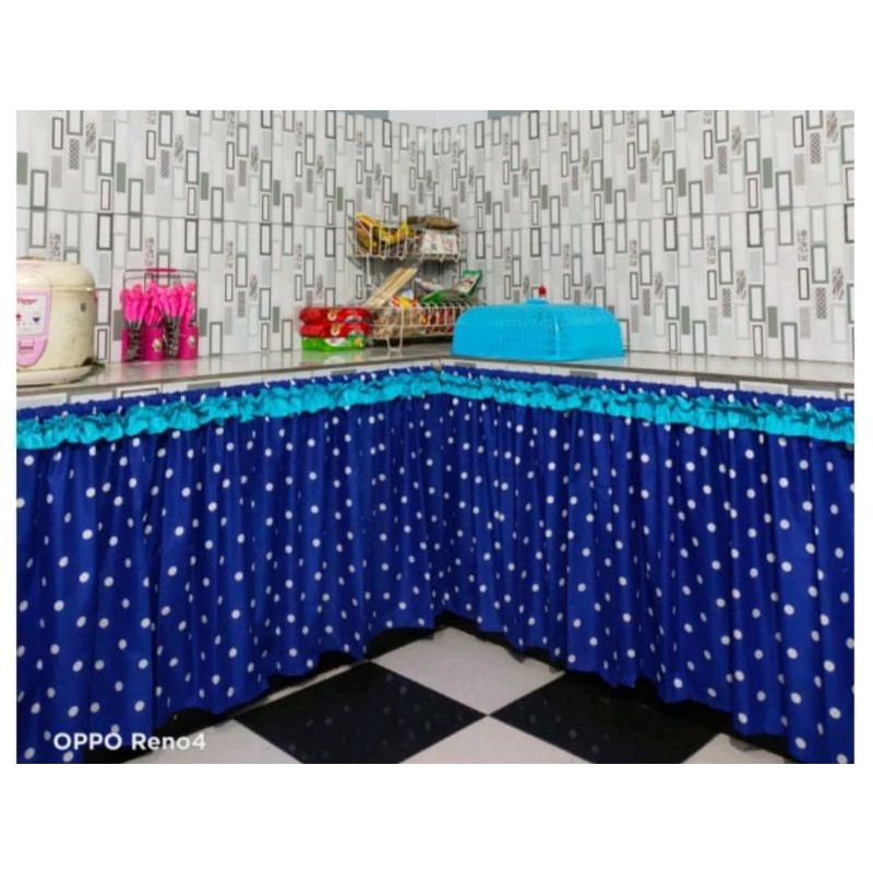 Gorden Kolong Dapur Motif Volca Biru