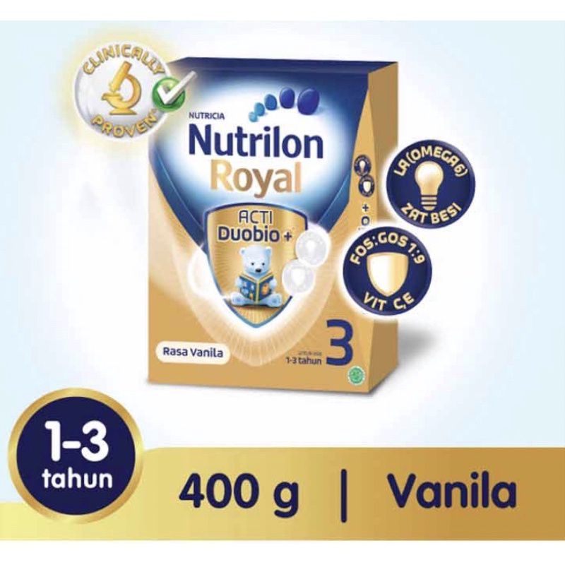 

Nutrilon Royal 3 Acti Duobio+ Susu Pertumbuhan Anak Vanilla 400gr