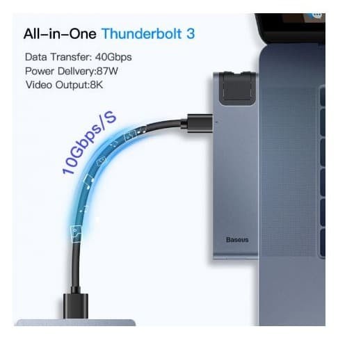 Baseus Original 7 in 1 Thunderbolt C Hub to Multi USB 3.0 PD HDMI Gigabit Port SD Ori Thunder Bolt Type C Smart Docking Station