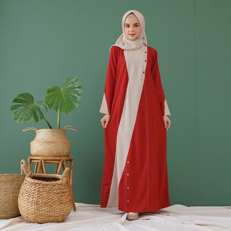 Gamis Muslimah Nibras NB A34 / Pakaian Muslim Syari Murah Branded Promo Akhir Tahun