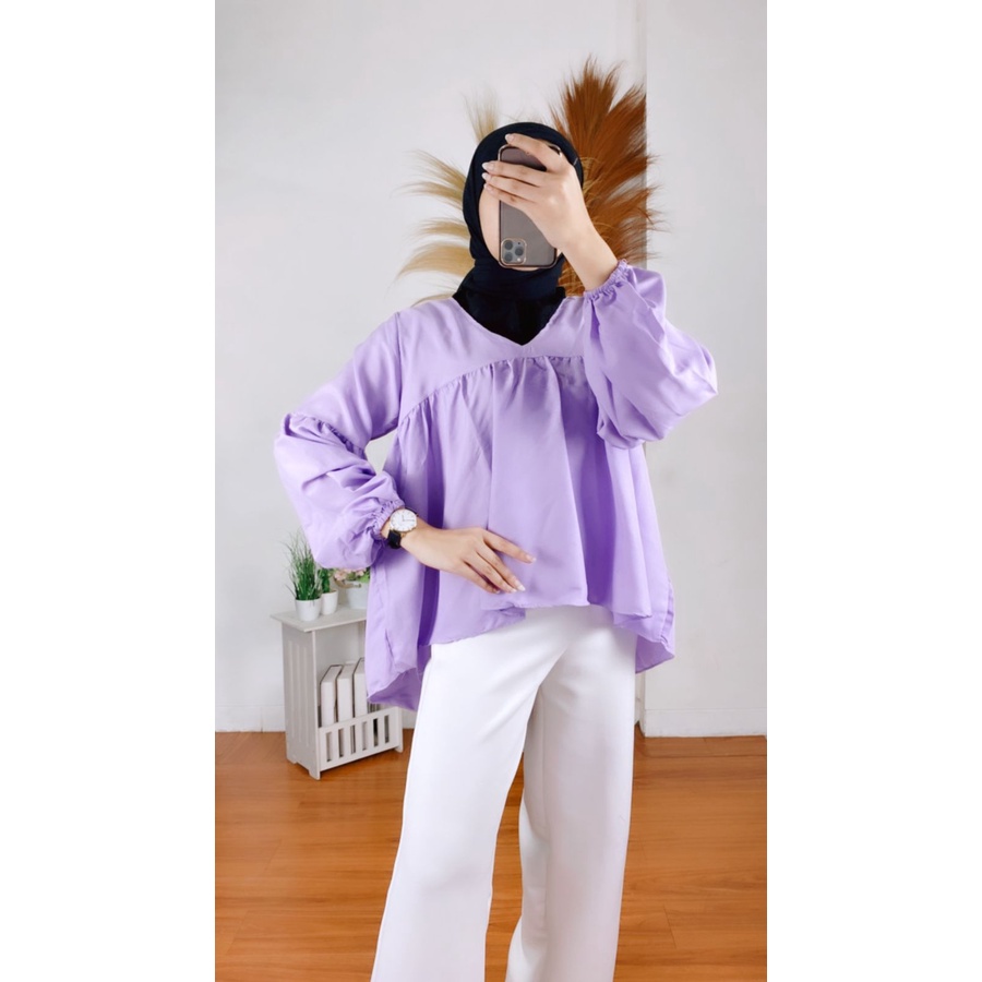 RX Fashion - Dealova Blouse / ALYNA Blouse Wanita / NAVA BLOUSE / INZA CERUTI ( GRATIS ONGKIR ) -R1-UNGU