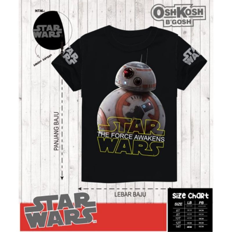 KAOS 05hk05h  SERIES STAR WARS SIZE JUNIOR 6-14 Tahun by polkka kazoku