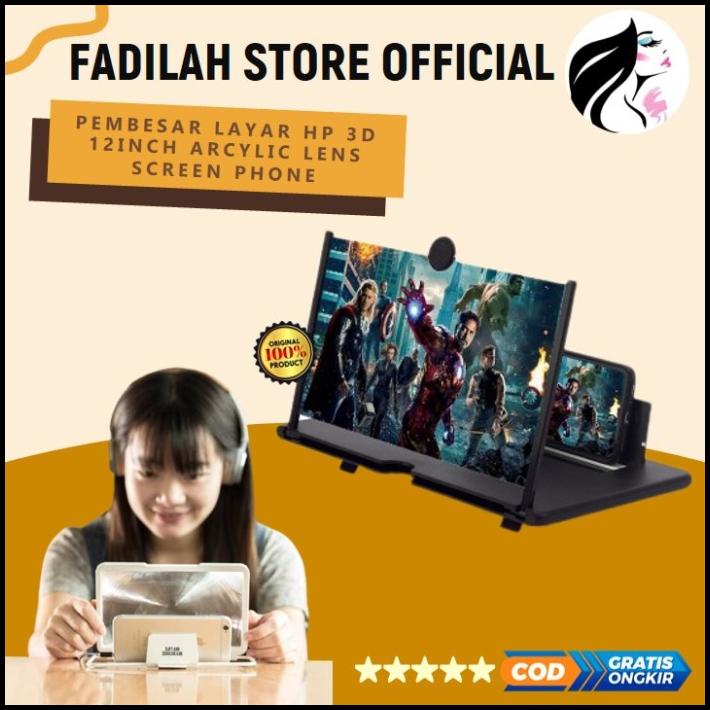 Alat Pembesar Layar Kaca Hp Handphone Android Lipat 12Inch 3D F2