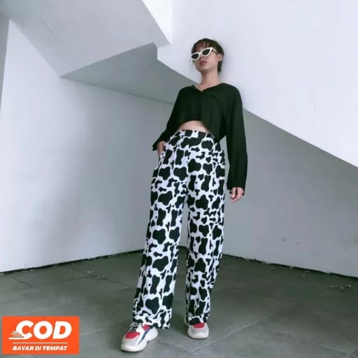 Celana Kulot Rayon Panjang Dewasa Motif  Sapi