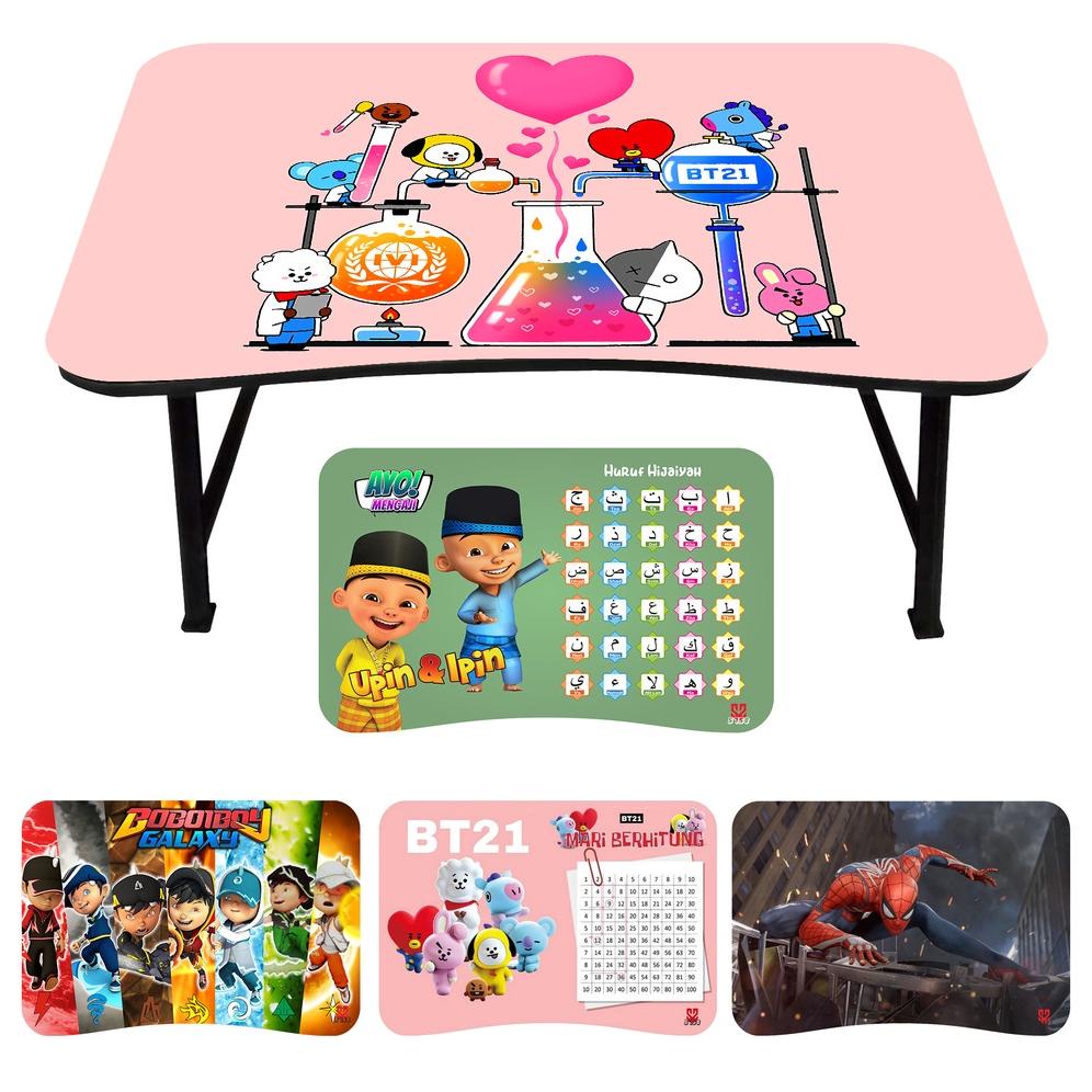 MEJA BELAJAR ANAK LIPAT PORTABEL BOBOIBOY BT21 BTS MENGAJI LOL RAYA SPIDERMAN HELLO KITTY KARAKTER T