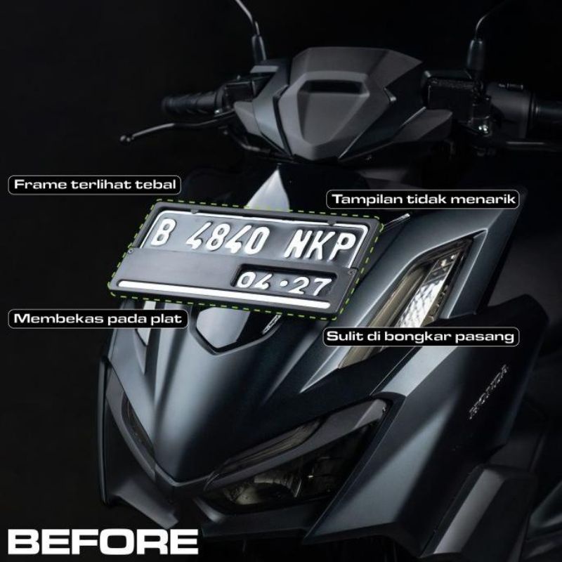 Frameless Plat Dudukan Plat Nomor Motor Dudukan Plat Motor - Clean Look