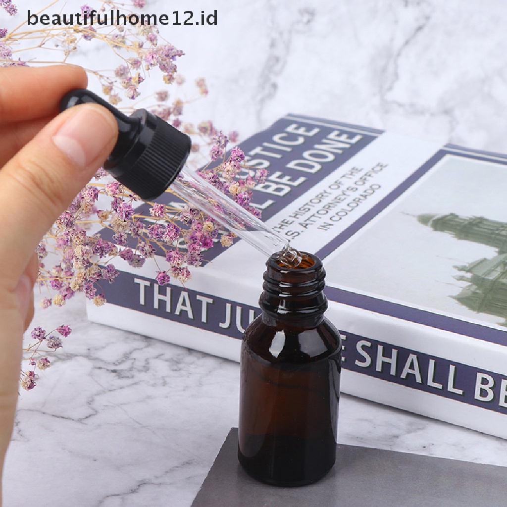 【beautifulhome12.id】 5/10/15/20/30ml Empty brown Glass Dropper Bottles with Pipette for Essential Oil .