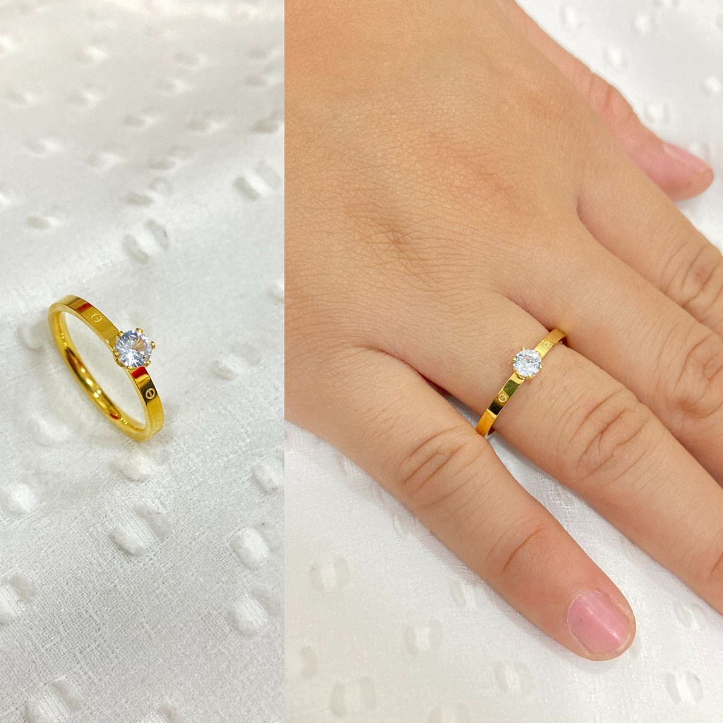 Cincin Wanita Titanium Anti Karat Mata Satu Terbaru