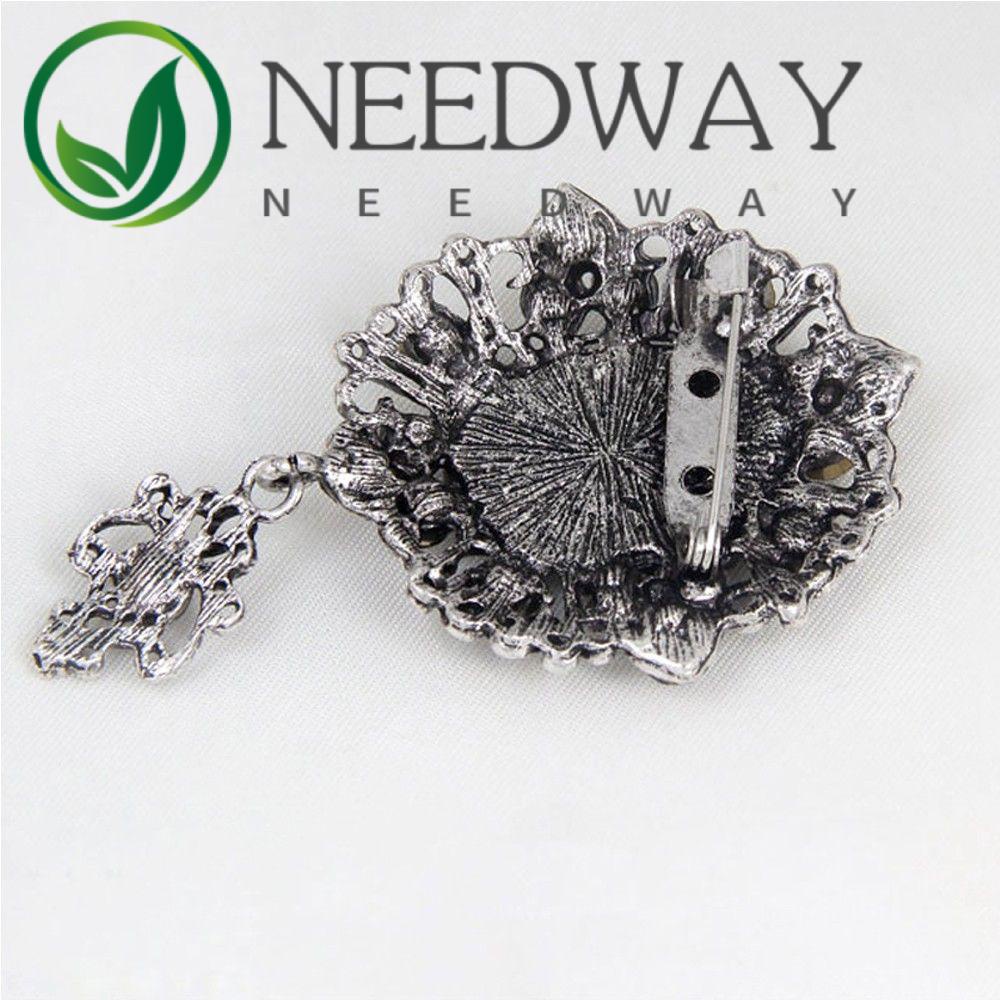 Needway  Crystal Pin Brooch Antique Victorian Stone Cameo Brooch Flower Princess Wedding Party Used for Jewellery Gift Vintage Women Pendant/Multicolor