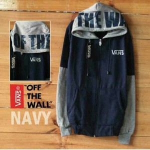 [Gratis Ongkir] Jaket Distro Vans Off The Wall navy Abu -  Sweater Hoodie Jumper Pria dan Wanita