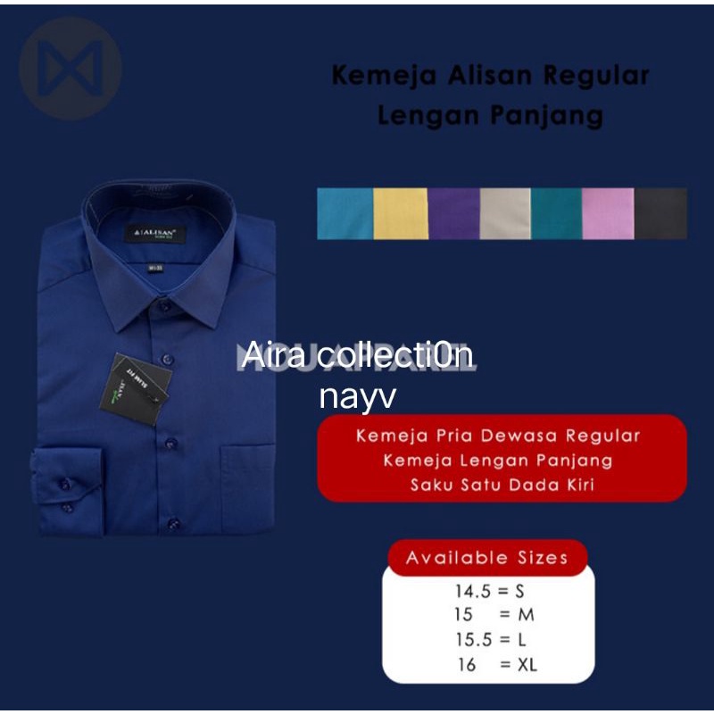 KEMEJA ALISAN LENGAN PANJANG ( NAVY) 14.5 SAMPAI 16