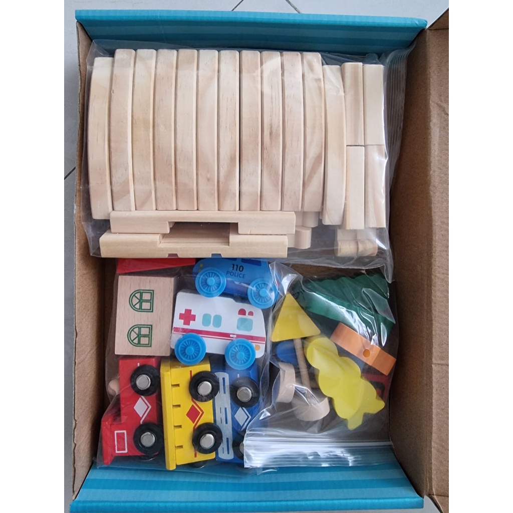 WOODEN TRAIN TOY SET / MAINAN KERETA / MAINAN EDUKASI TRACK KERETA API 33 PCS