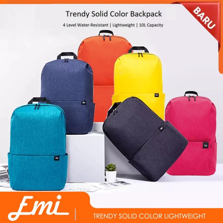 Trendy Solid Color Lightweight Water-resistant Backpack Tas sekolah Gendong Bag