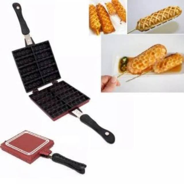 Cetakan Kue Sate Waffel Satay Waffel Double Side Pan Happy Call