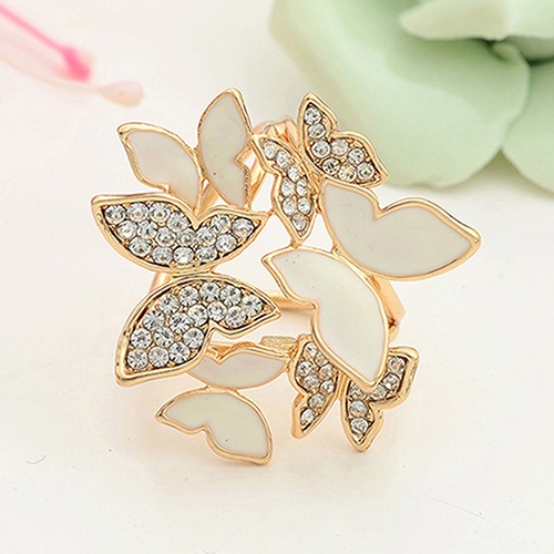 Bros Pin Bentuk Butterfly Cluster Lingkaran Aksen Kristal Berlian Imitasi Untuk Wanita