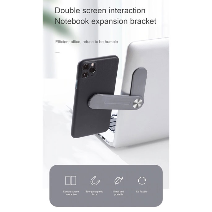 Laptop Aluminium Alloy Magnetic Extension Stand, Dudukan Layar Ganda untuk iPhone Xiaomi Samsung