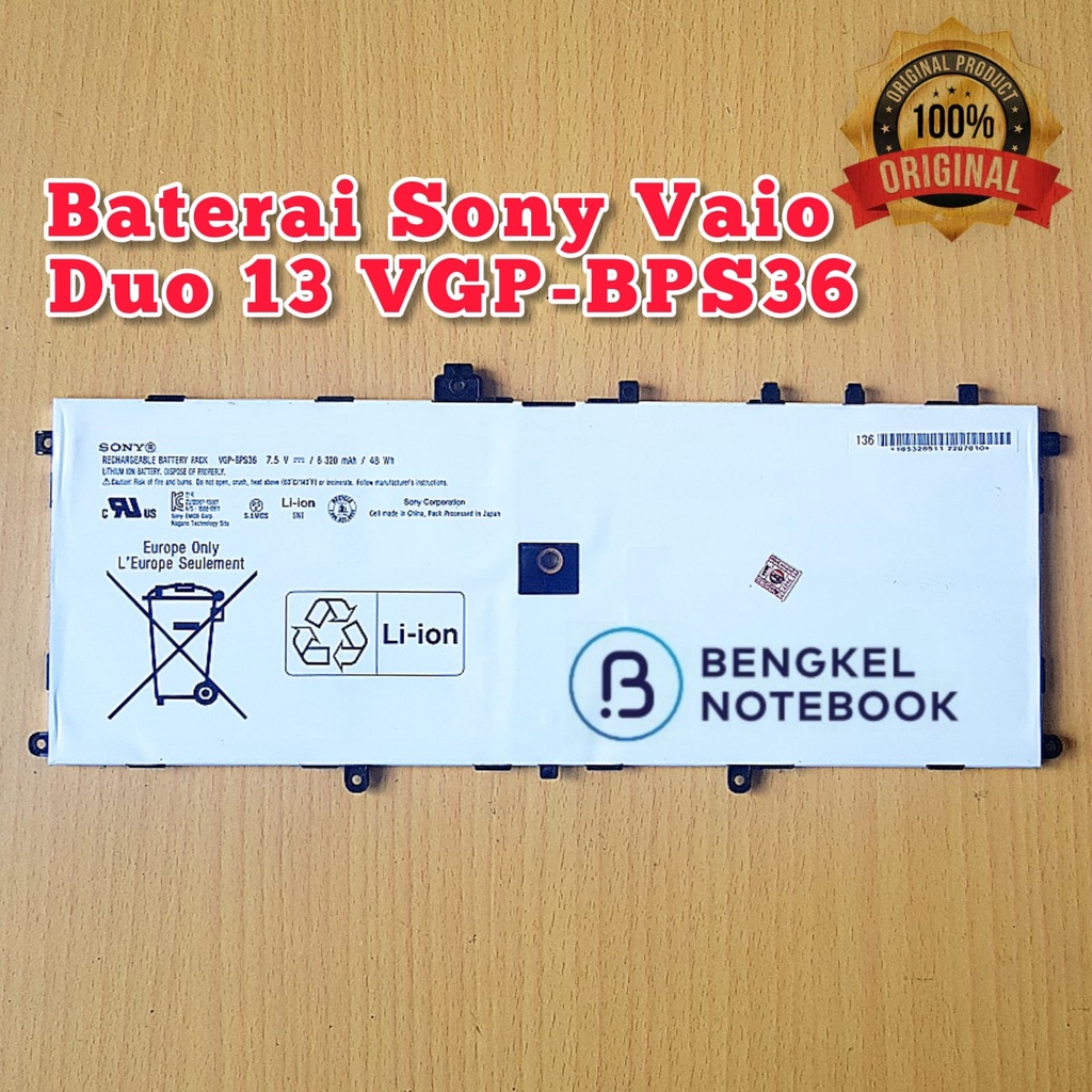 Baterai Sony Vaio Duo 13 VGP-BPS36 BPS36 SVD13211CG SVD132 SVD132A14L SVD1321B SVD1321M2EW