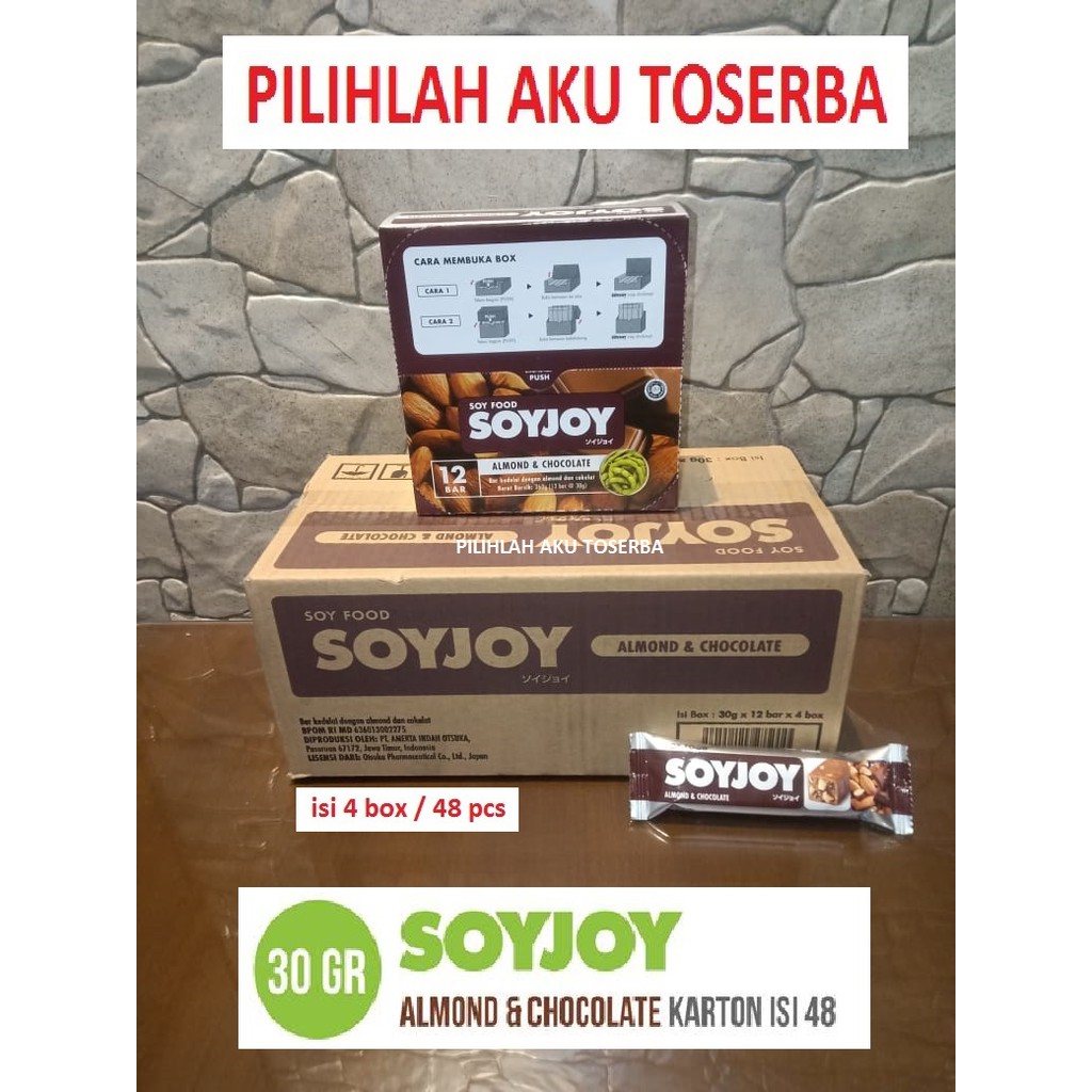 SOYJOY ALMOND &amp; CHOCOLATE 30 gr - (HARGA 1 KARTON ISI 4 BOX / 48 pcs)