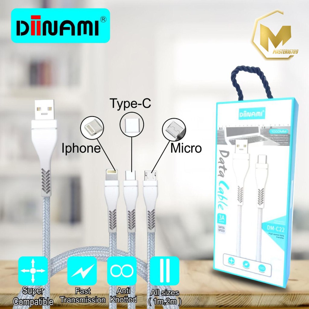 bm081 c22 diinami kabel data cable charger original ready micro 1phone tipe c 1 2 3 meter 3amper ma268