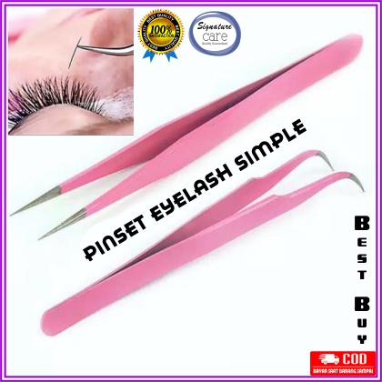 Pinset Bulumata Eyelash Extension Bulu Mata PINK Bengkok Serbaguna